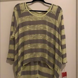 Gray and lime green/yellowish striped shirt